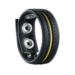 The Red Cockring en cuir 3 Pressions Noir-Jaune